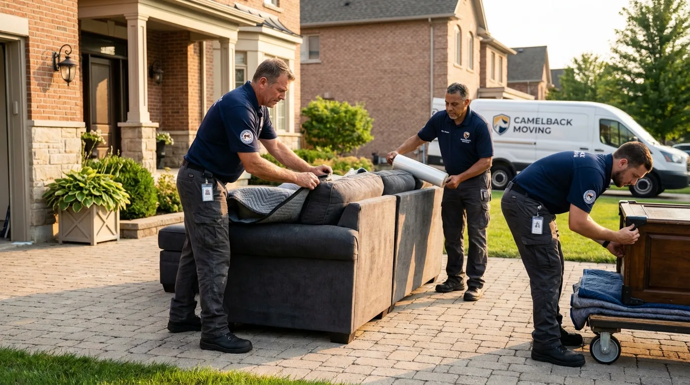 Large estate moving crew wrapping furniture in Lakewood, NJ