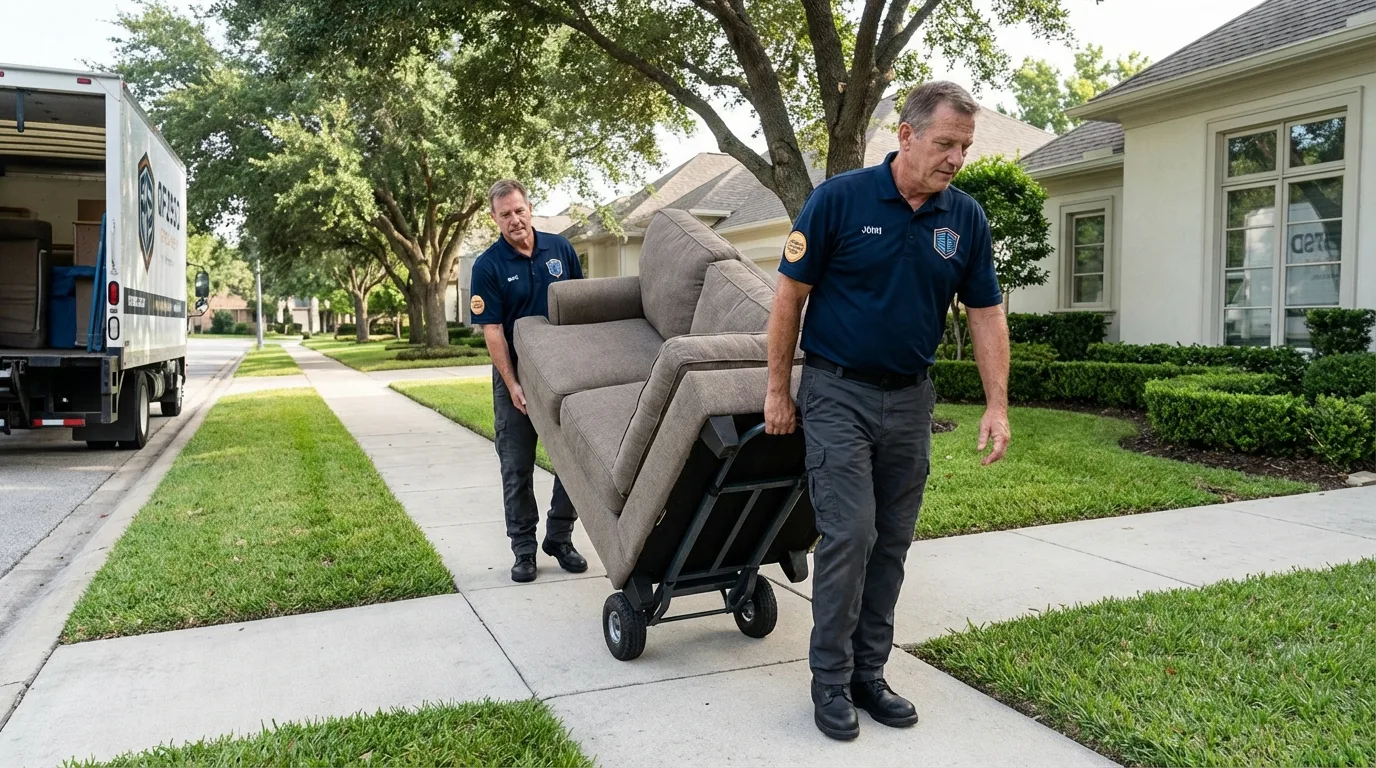Local residential moving crew loading furniture in Lakewood, NJ
