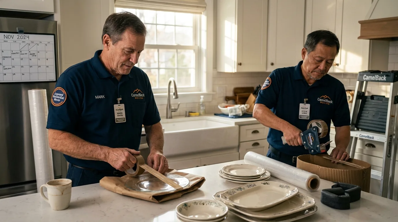 Professional crew packing kitchen dishware in Lakewood, NJ