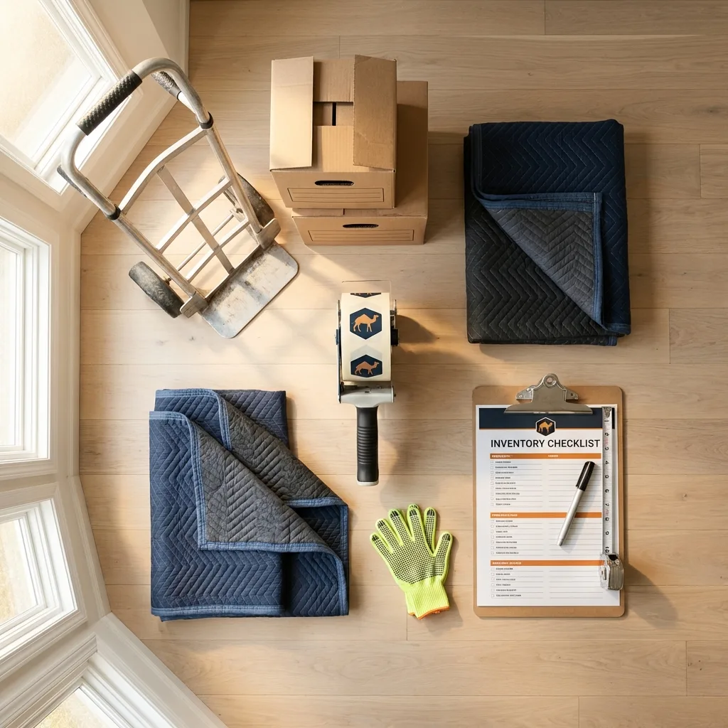 Professional moving supplies and packing materials layout for Lakewood residential relocations